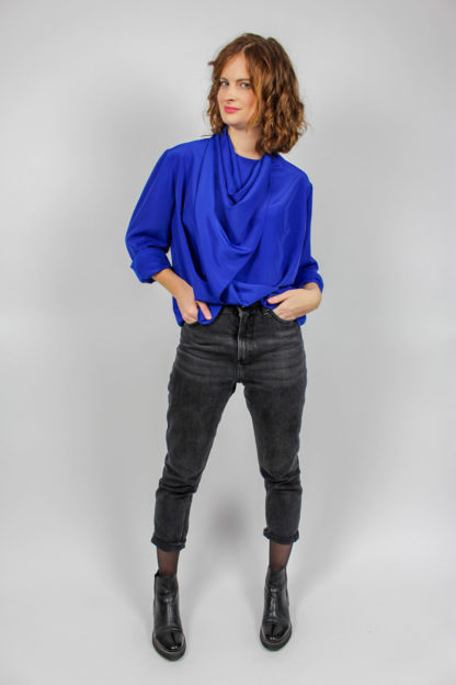 Bluse langarm blau